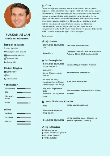 Endüstri Mühendisi CV Örnekleri cv indir